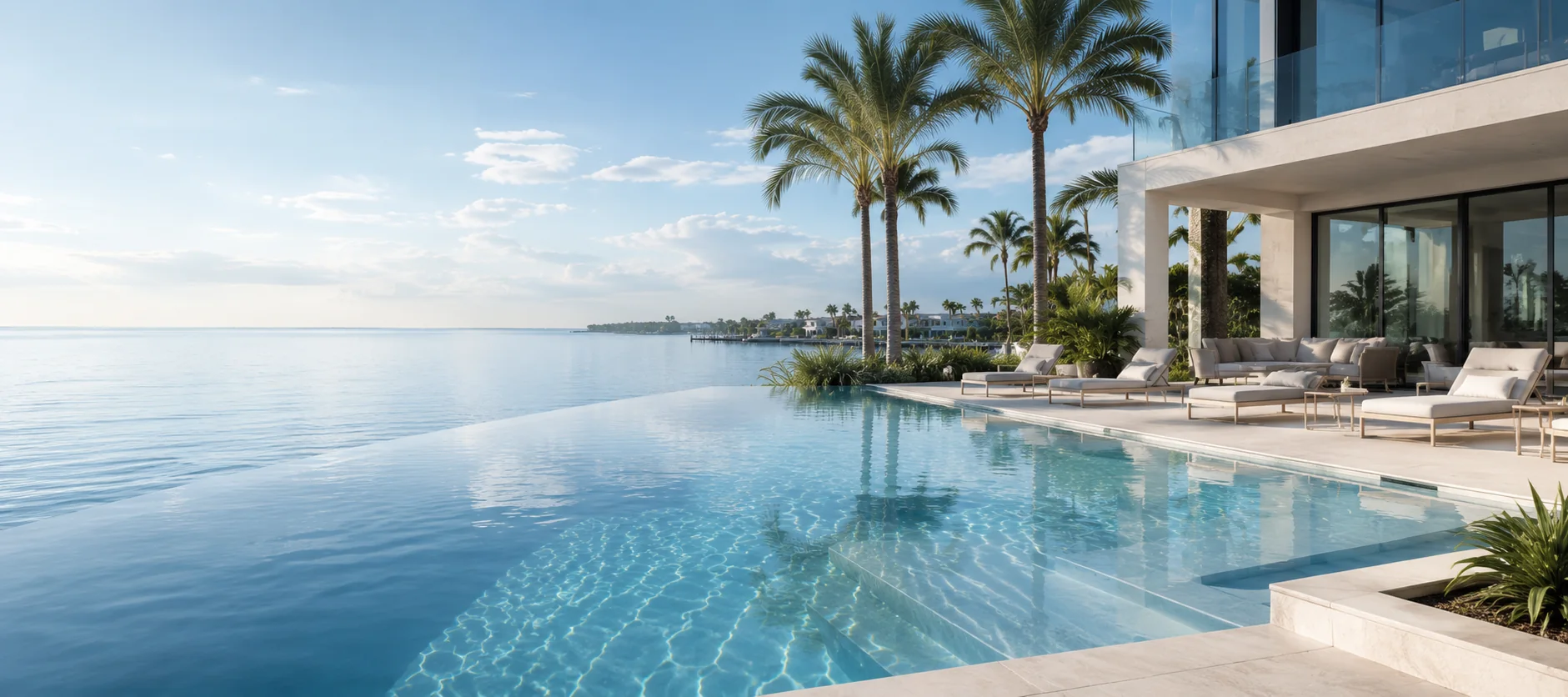 Completed luxury pool built by Avant-Garde Pools and Spas